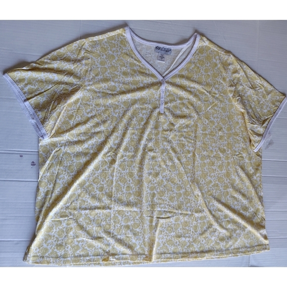 Cozee Corner Pajama Set Size 4X Short Sleeve Shirt & Shorts White Yellow - Picture 2 of 15